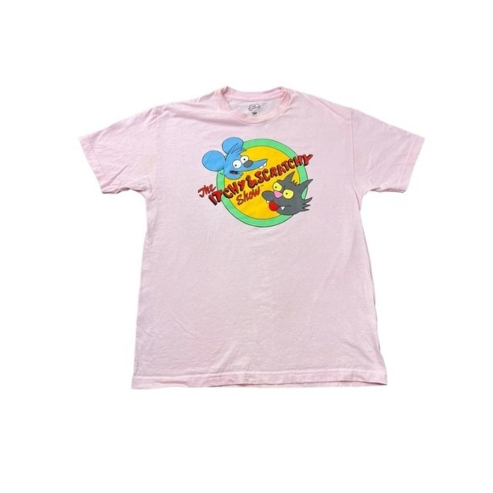 Simpson's Men's Pink T-Shirt "The Itchy & Scratchy‎ Show" Size Large